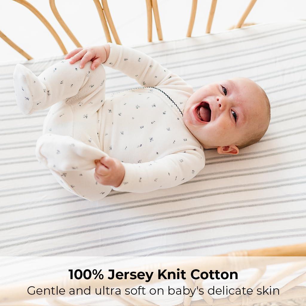 Funda de Cambiador Ely's & Co. 100% Algodón Jersey Azul Rayas