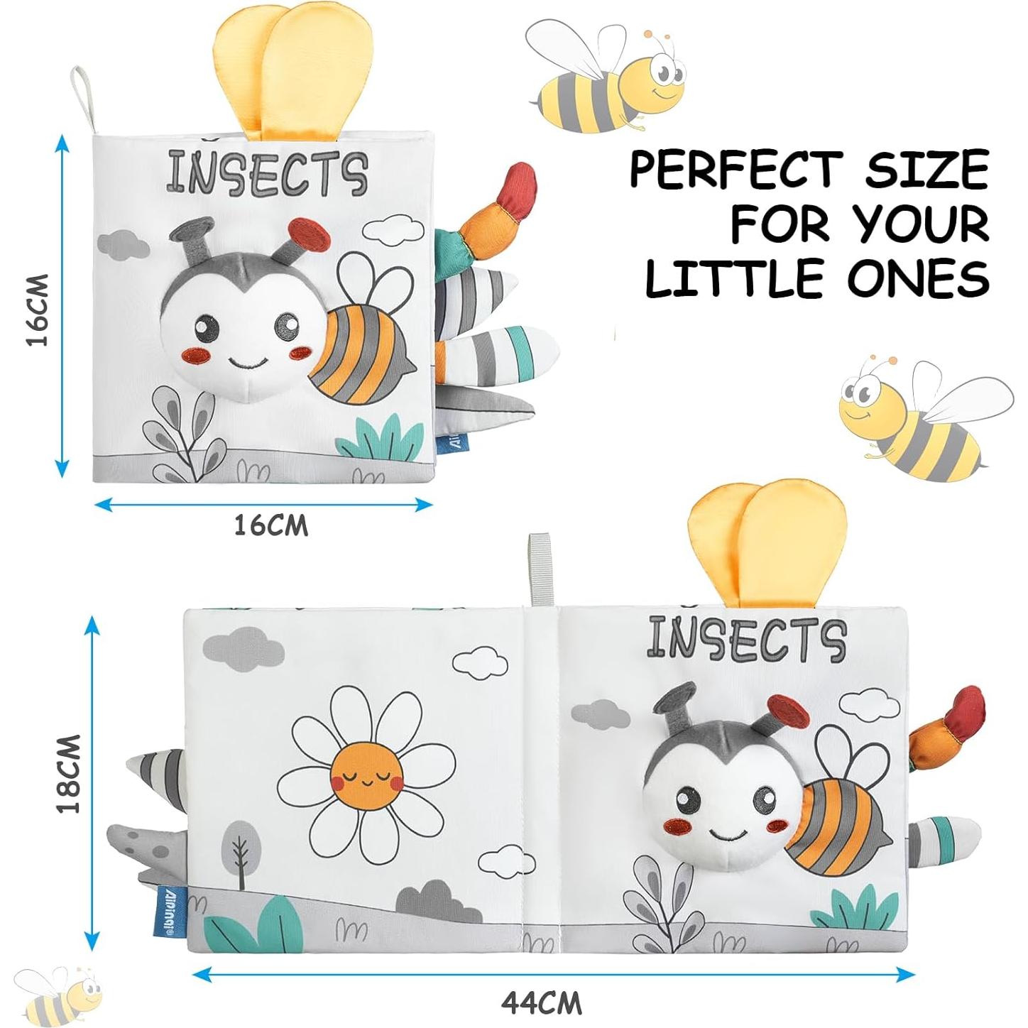 Libro de Tela Sensory 3D HOTUT Abeja para Bebés 0-6 Meses