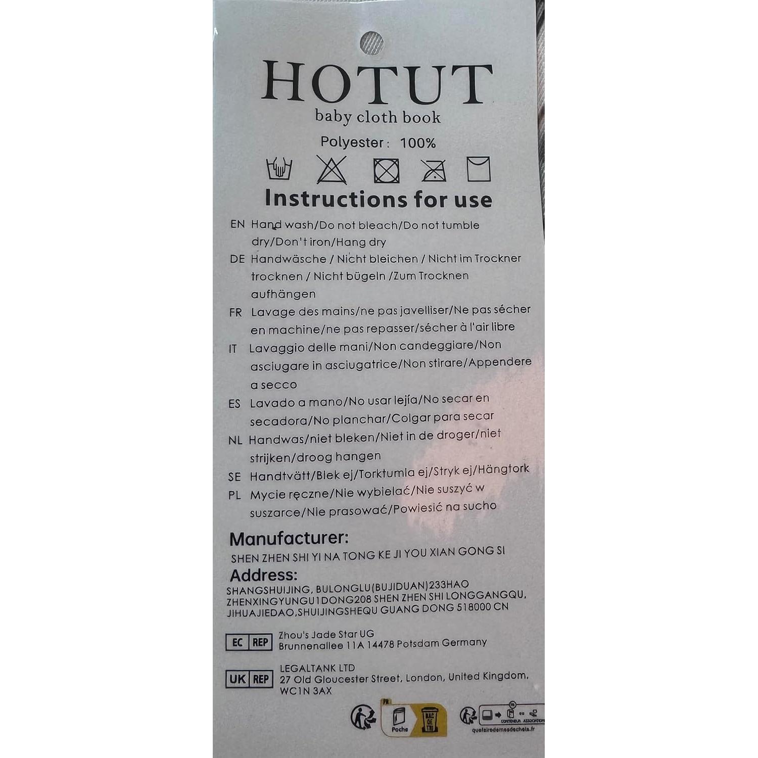 Libro de Tela Sensory 3D HOTUT Abeja para Bebés 0-6 Meses