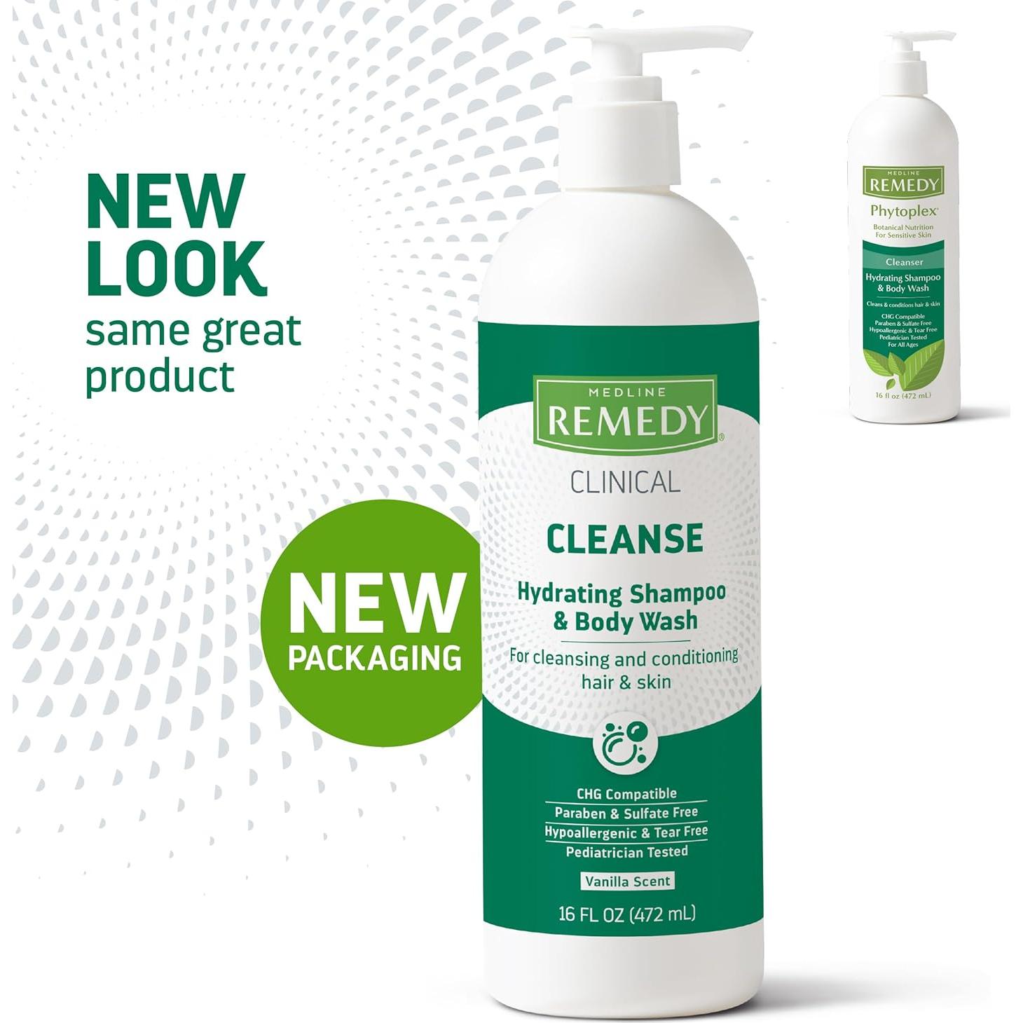 Champú y Gel de Baño Medline Remedy 473 ml, Sin Enjuague, Vainilla