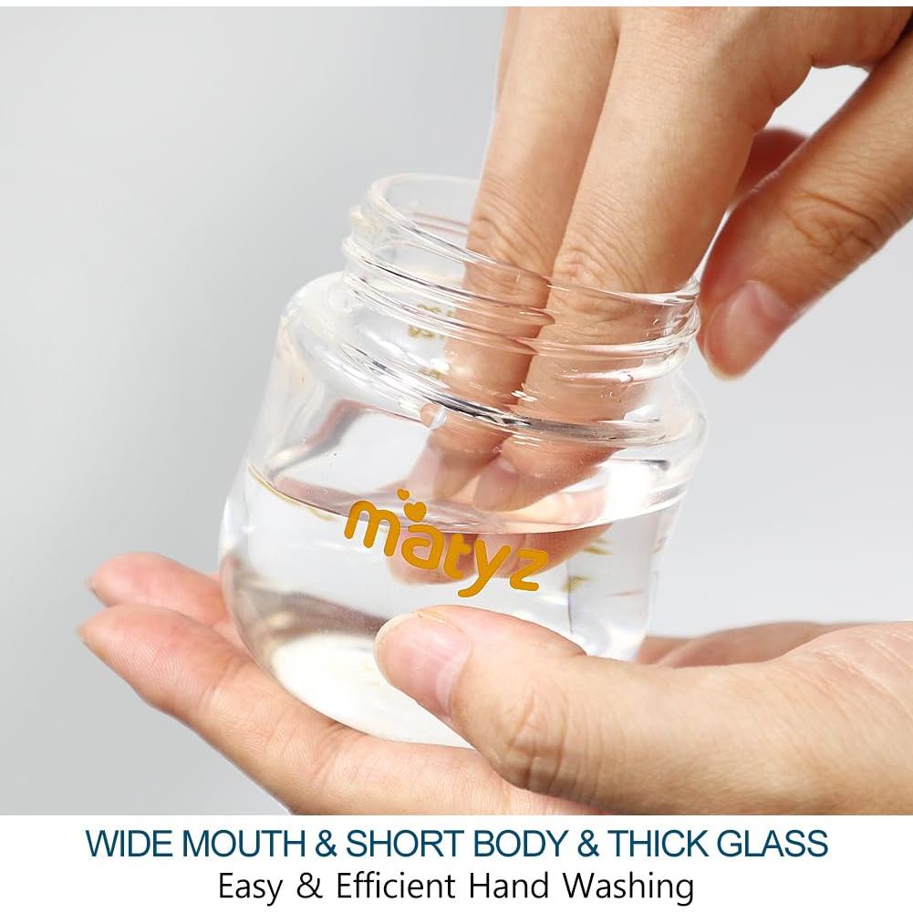 Botella de Vidrio Matyz 120ml Cuello Ancho Azul para Bebés