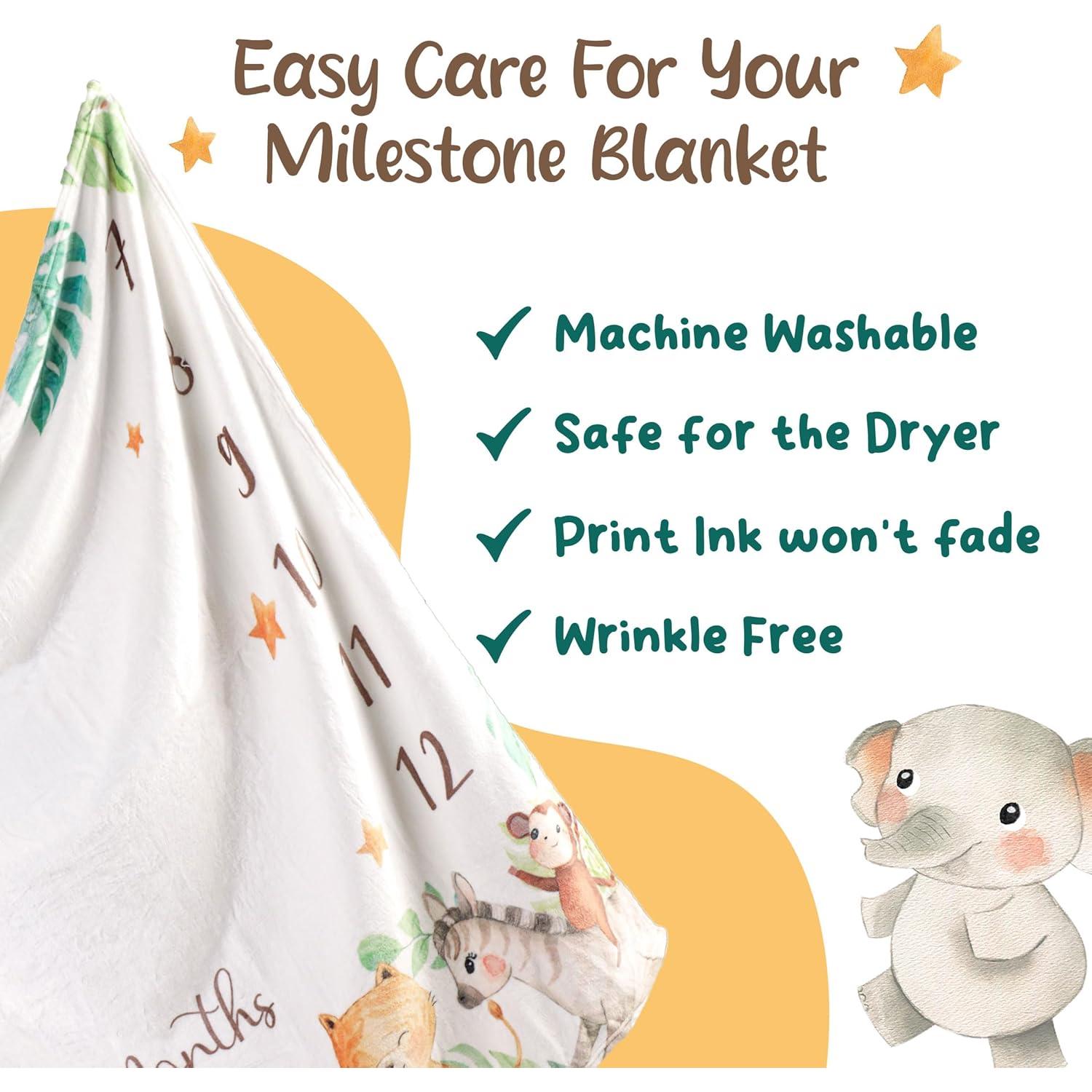 Manta de Hitos Mensuales KooKooBaby 119cm Forro Polar Animales