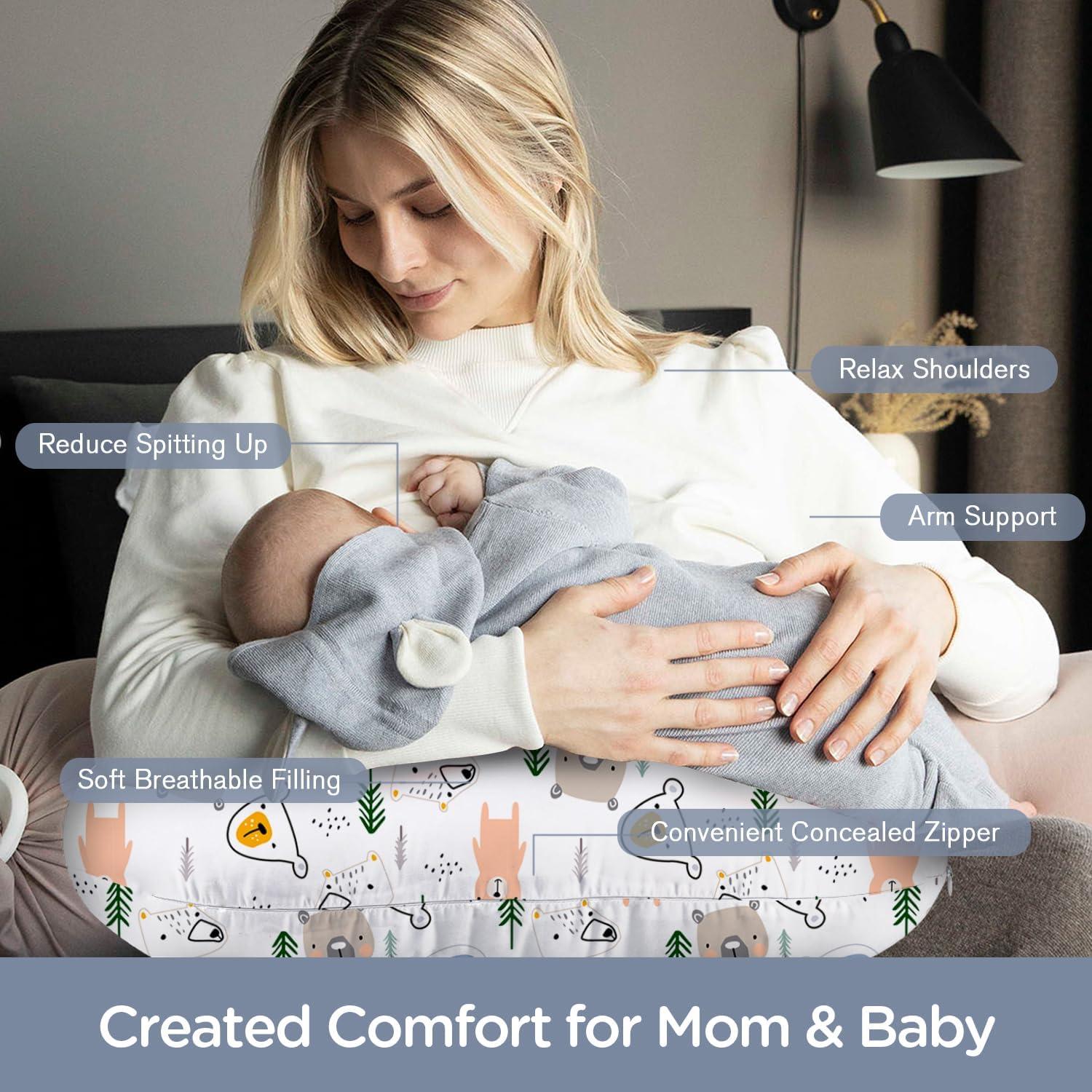 Almohada de Lactancia Little Grape Land Oso - Microfibra, Lavable