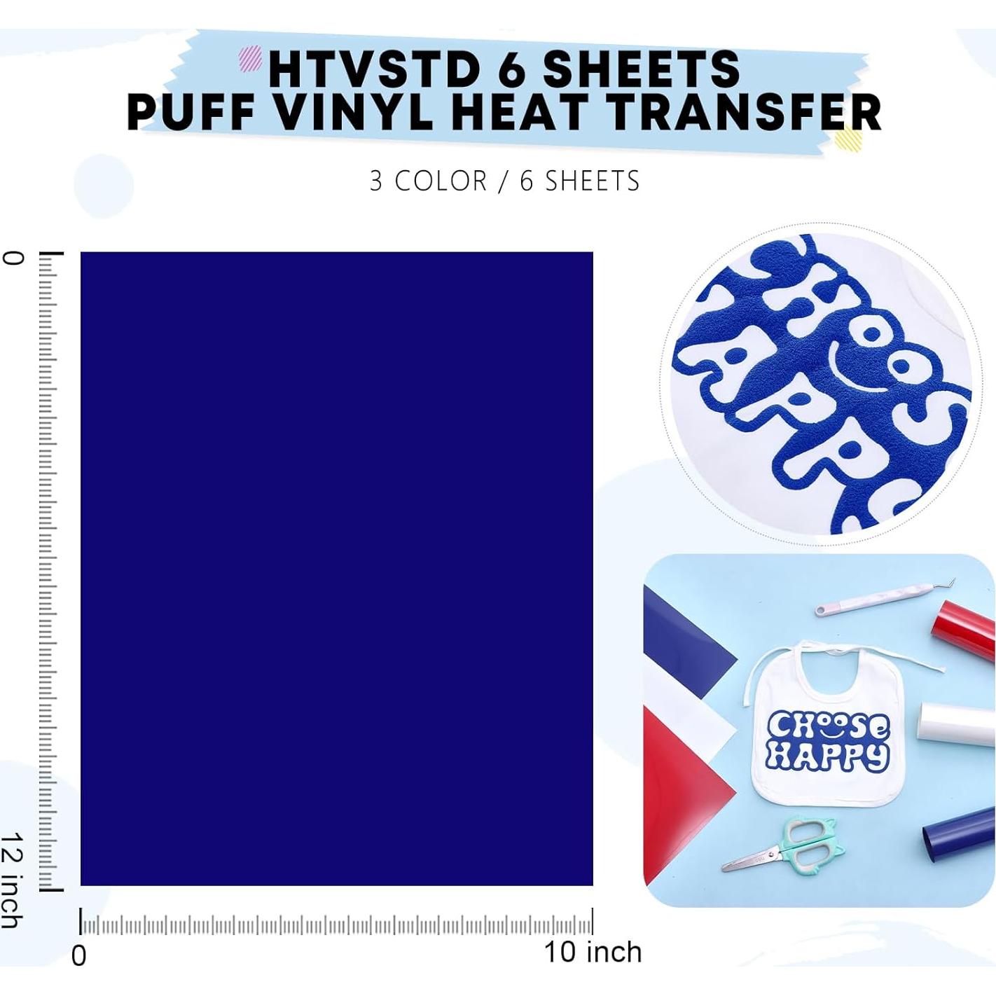 Vinilo de Transferencia de Calor Puff 3D HTVSTD - 6 Hojas 30.48x25.4cm