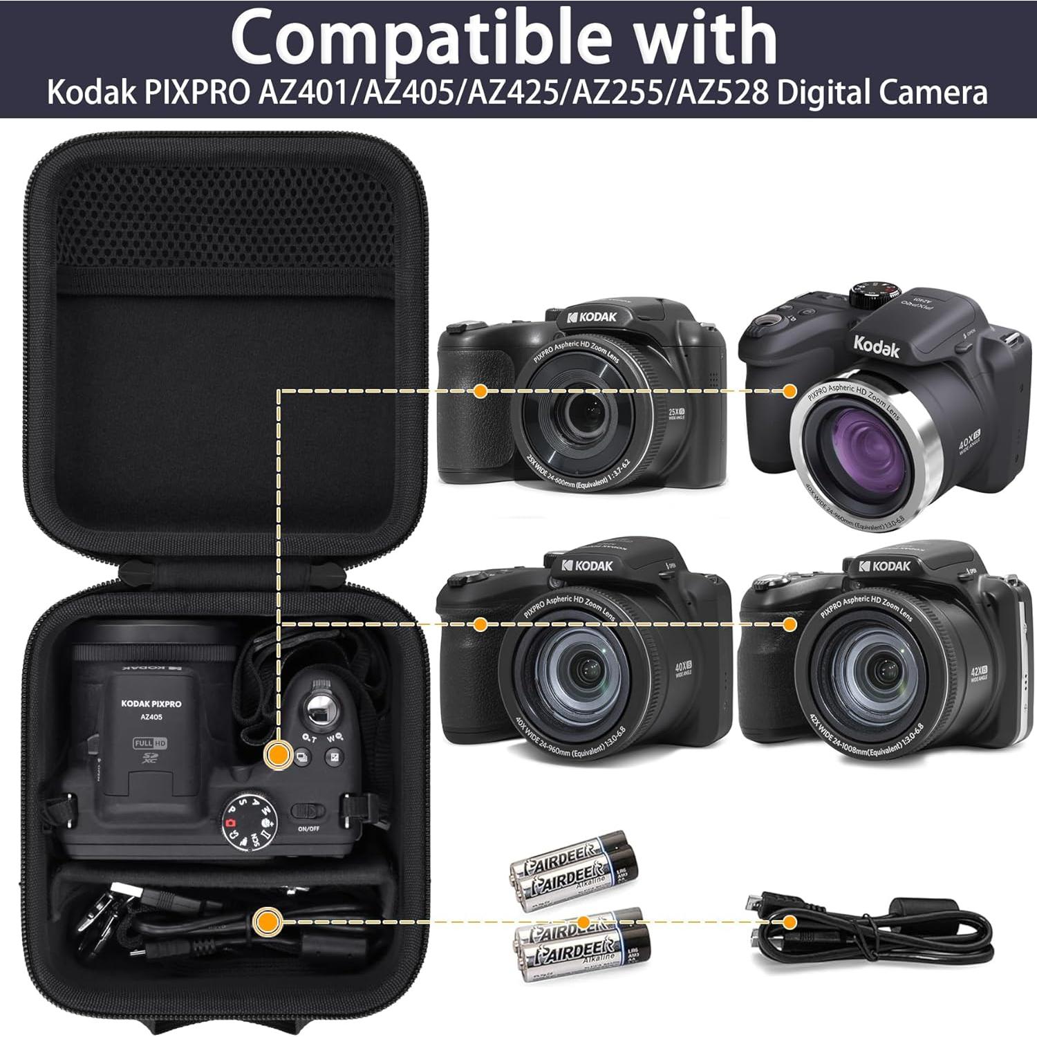 Funda de cámara KODAK PIXPRO AZ405/AZ425 - Negra, resistente y portátil