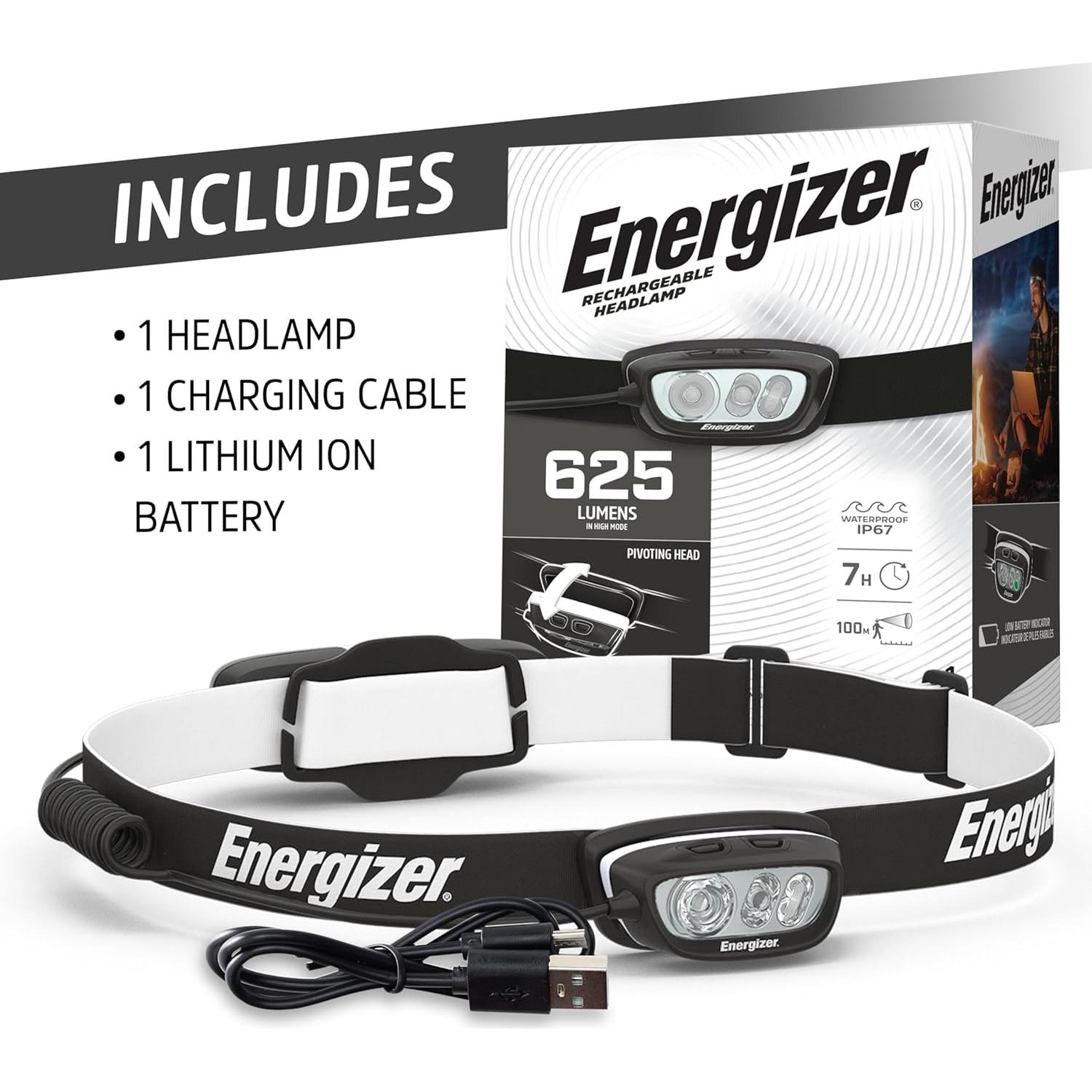 Linterna Frontal LED Energizer HDL-625, 625 Lúmenes, IP67