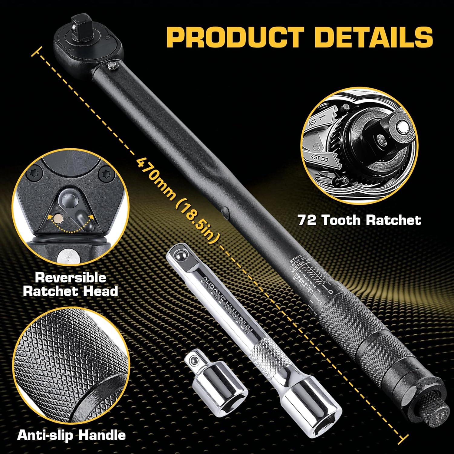 Llave de Torque KOOPOOL 1/2" 10-150 ft-lb (13.6-203.5 N/m)