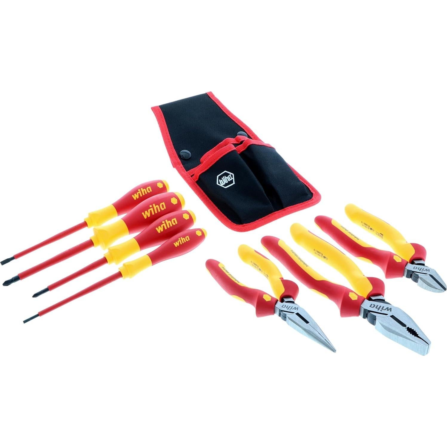 Conjunto de Alicates Aislados 7 Piezas Wiha + Desforradora KNIPEX 20.32 cm