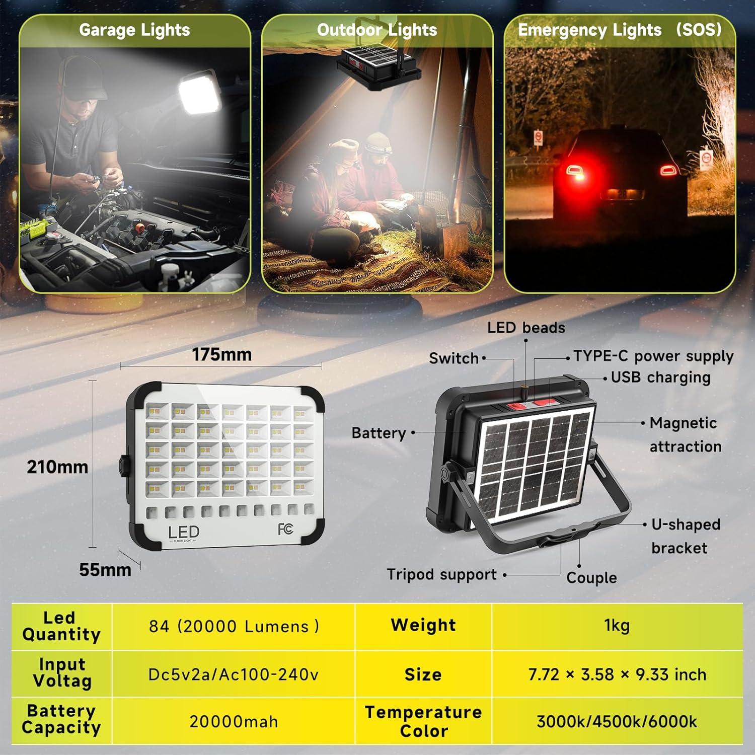 Luz de Trabajo Solar LED 200W Sinear 20000LM Impermeable