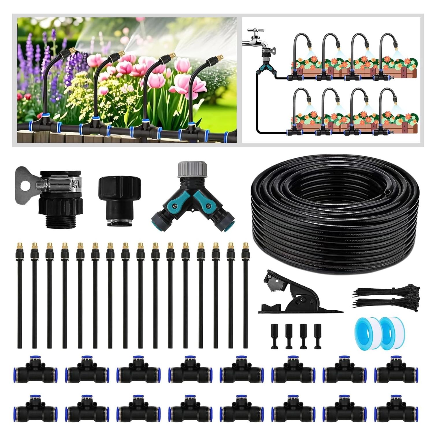 Kit de Riego por Goteo Kekangerly 30.48 m con Aspersores 360°