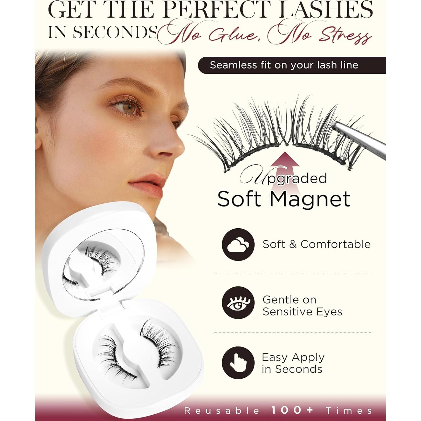 Pestañas Magnéticas BEYELIAN CS02, Suaves y Reutilizables