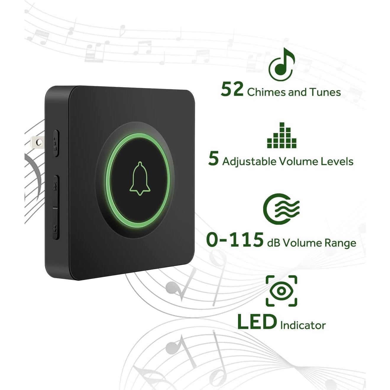 Timbre Inalámbrico AVANTEK DB-21 400m 2 Botones 56 Melodías