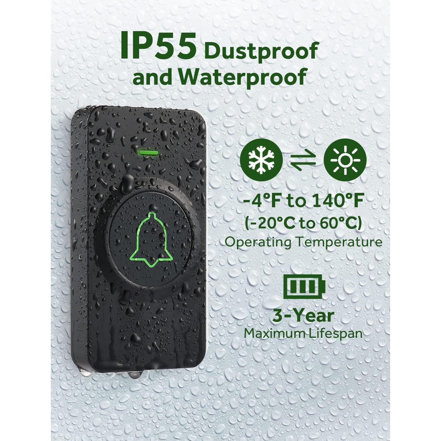 Timbre Inalámbrico AVANTEK DB-21 400m 2 Botones 56 Melodías