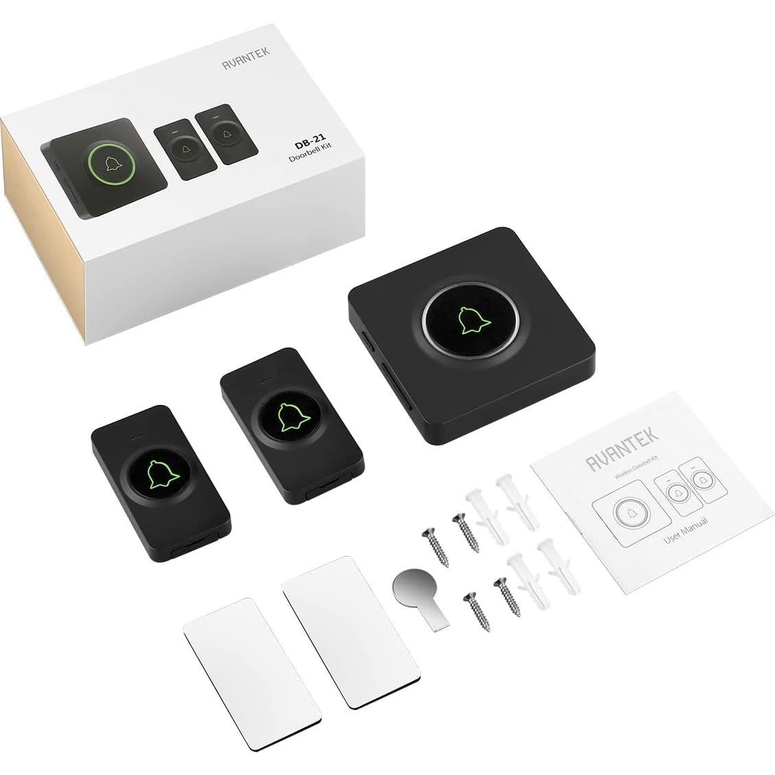 Timbre Inalámbrico AVANTEK DB-21 400m 2 Botones 56 Melodías