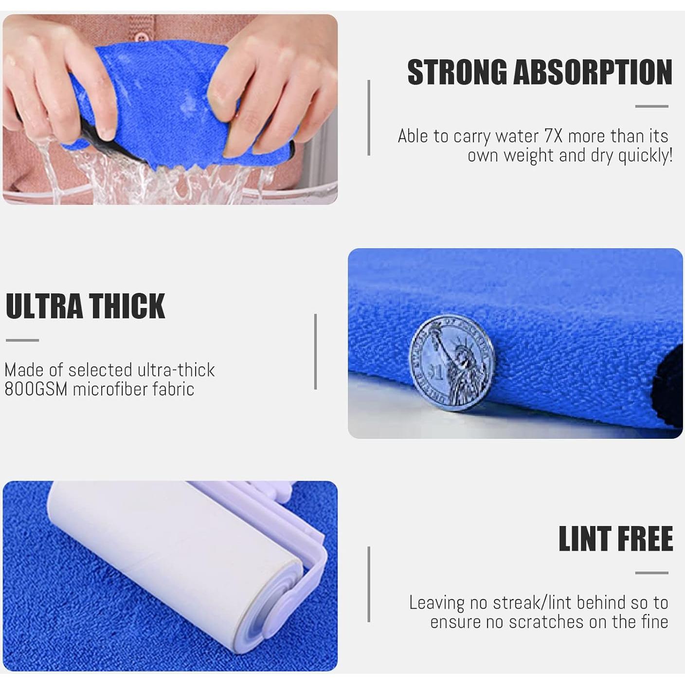 Toallas de Microfibra Airlab 40x40 cm, Paquete de 4, 800 GSM