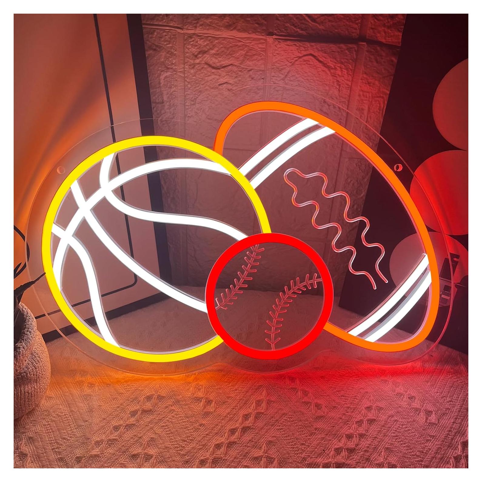 Señal Neón LED Temática Deportiva 40cm - Baloncesto, Fútbol, Béisbol
