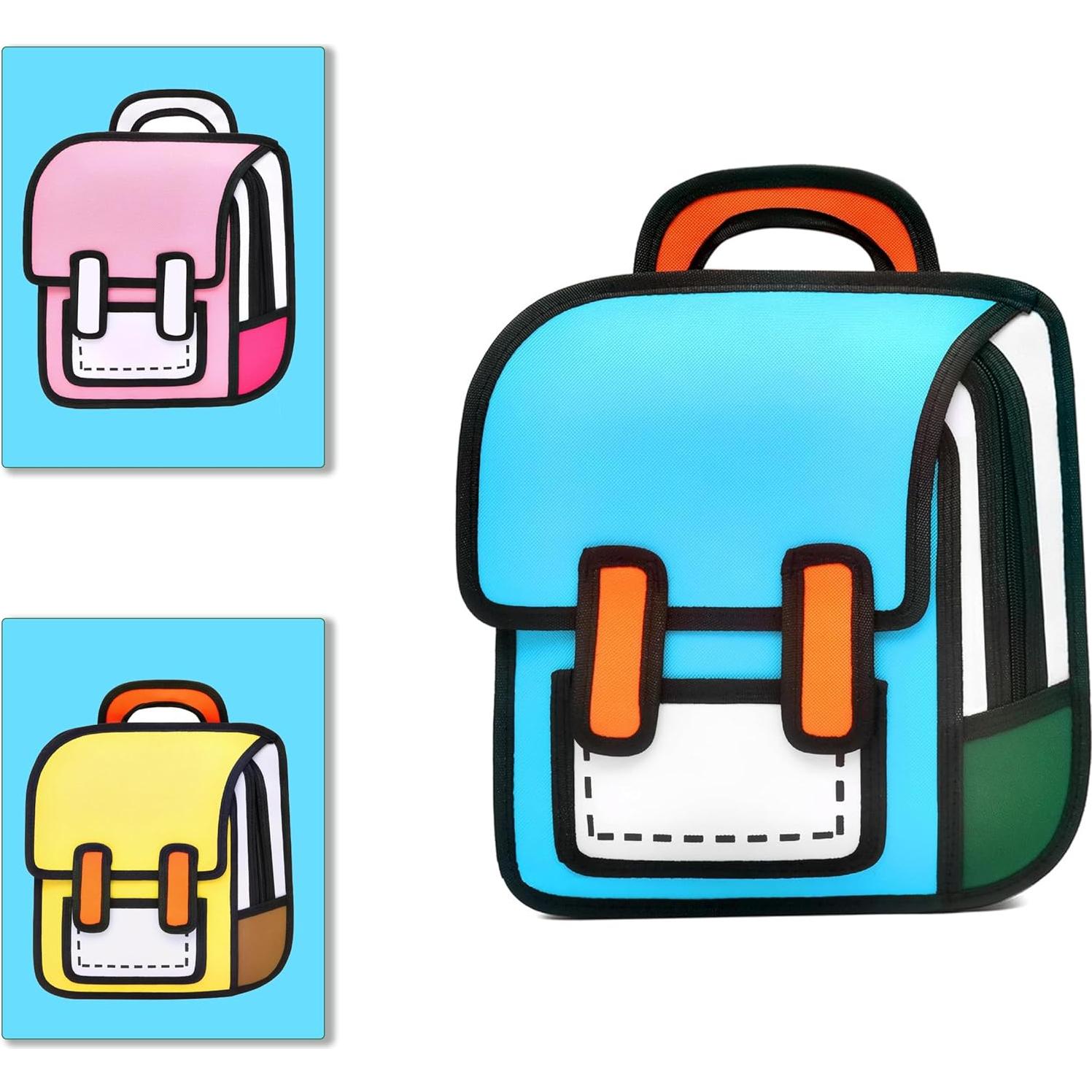 Mochila Kawaii Grande Azul para Niños 2D Cartoon 39.4x35.8 cm