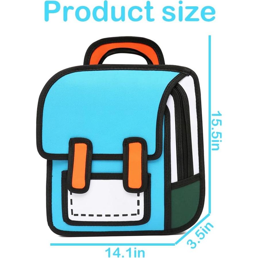 Mochila Kawaii Grande Azul para Niños 2D Cartoon 39.4x35.8 cm