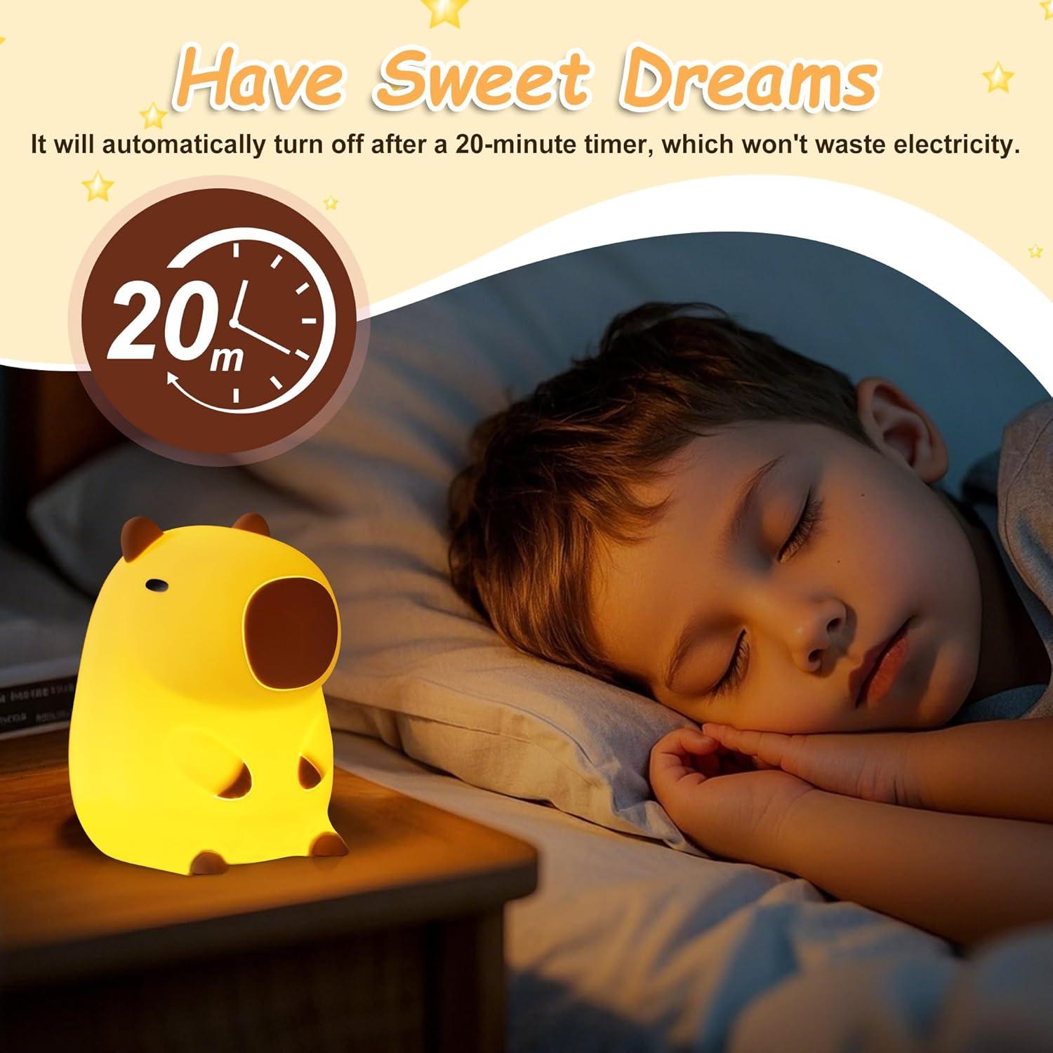 Luz Nocturna Capibara Hinittey Recargable 1200mA con Temporizador