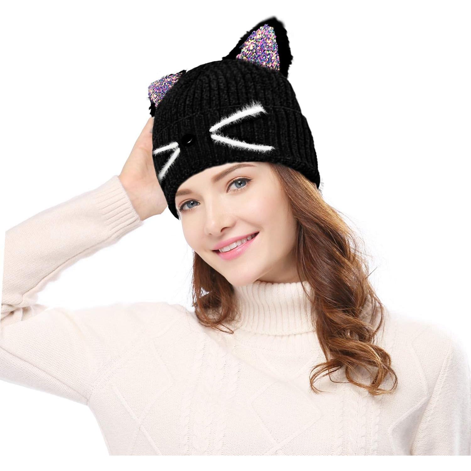 Gorro de orejas de gato Bellady para madre e hijo - Invierno