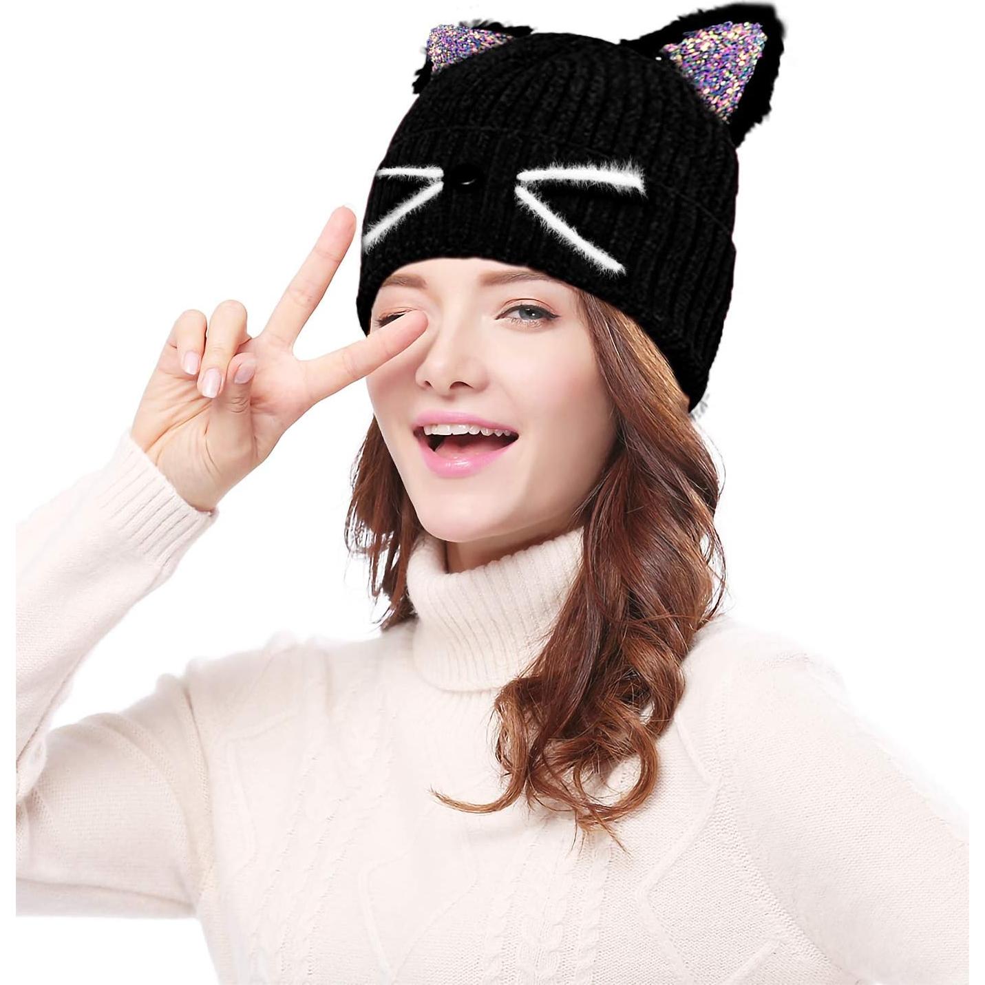 Gorro de orejas de gato Bellady para madre e hijo - Invierno
