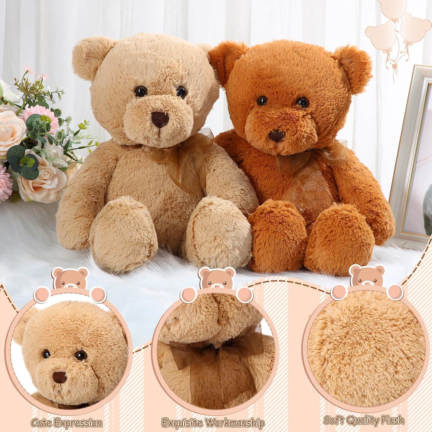 Ositos de Peluche Wettarn 45 cm 2 Pack Marrón Claro y Oscuro