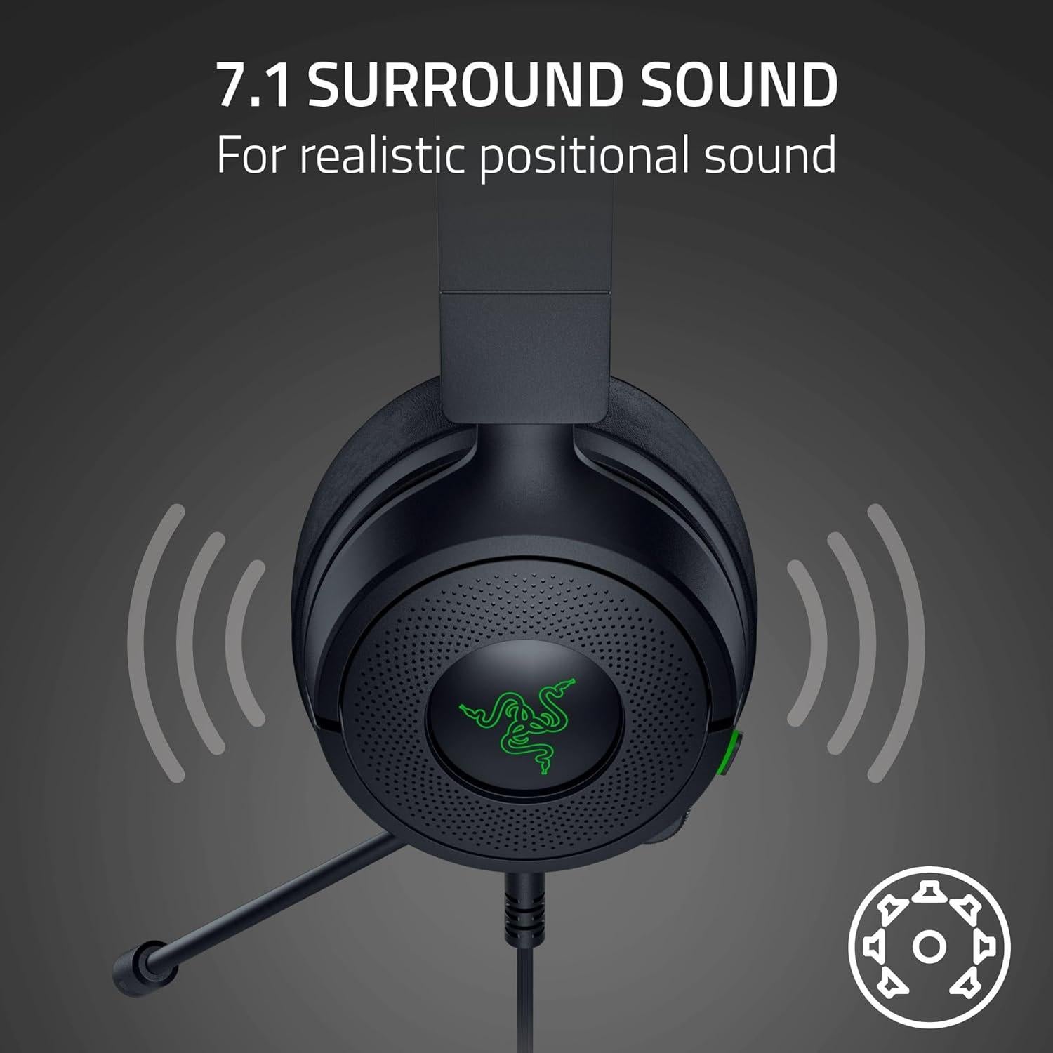 Auriculares Gaming Razer Kraken Kitty V3 X - Sonido 7.1, 40mm, Negro