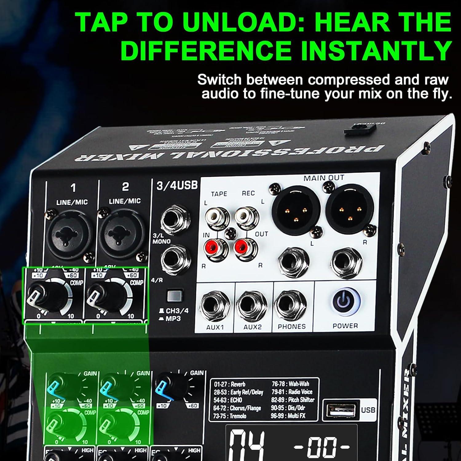 Mezclador de Audio Profesional MICNAUX X1-4Channel 4 Canales