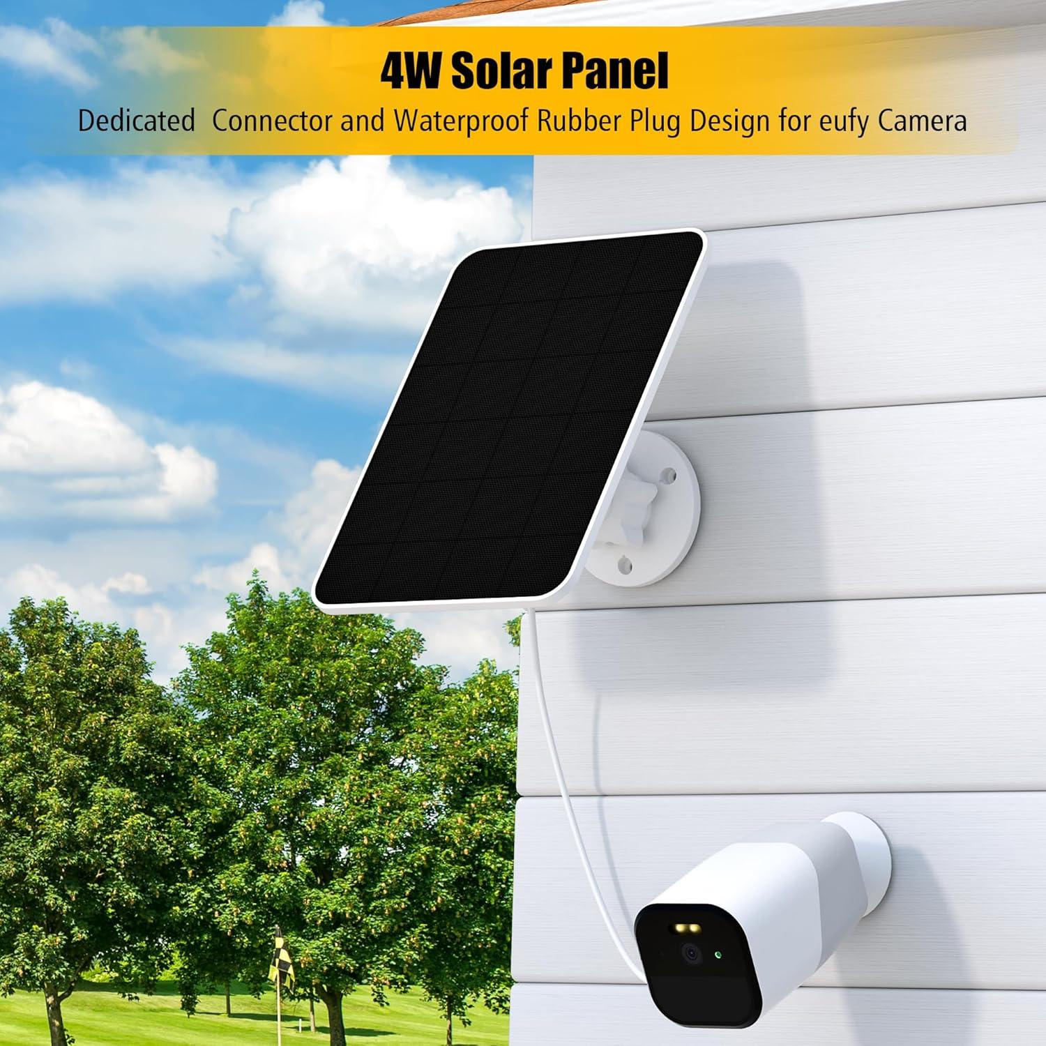 Panel Solar Rhorawill 5V 4W para Cámara eufy, Impermeable IP65