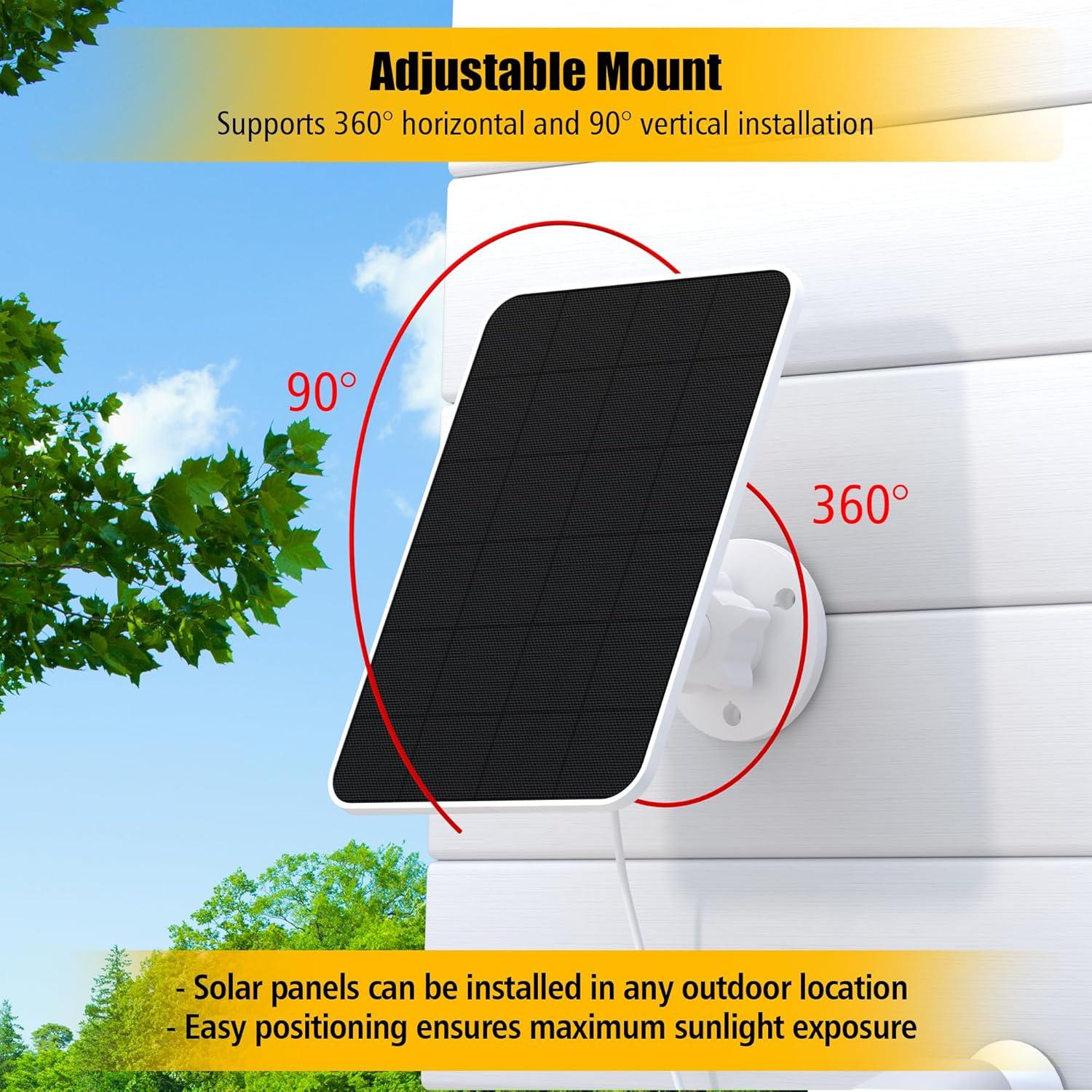 Panel Solar Rhorawill 5V 4W para Cámara eufy, Impermeable IP65