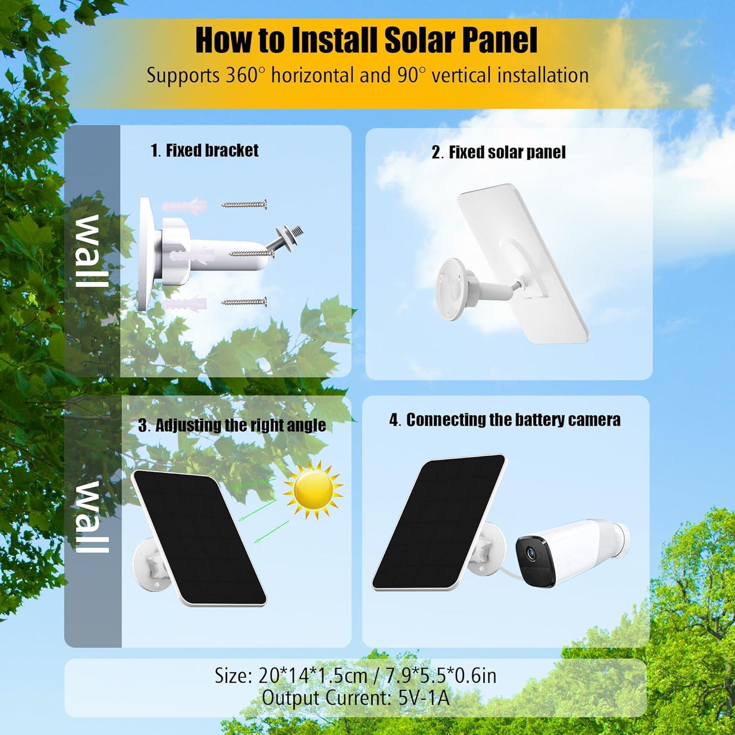 Panel Solar Rhorawill 5V 4W para Cámara eufy, Impermeable IP65