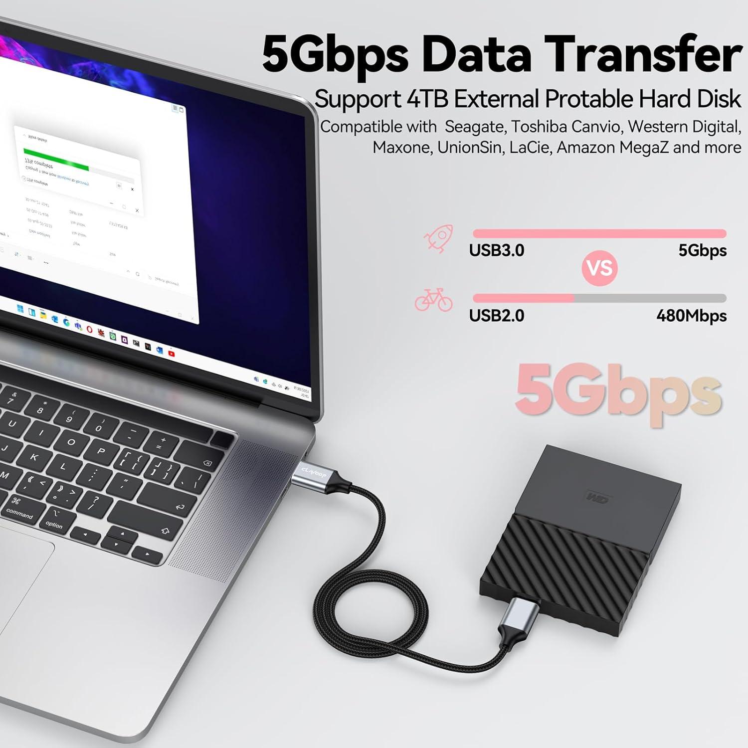 Cable Micro B USB 3.0 CLAVOOP 0.46m 5 Gbps Alta Velocidad