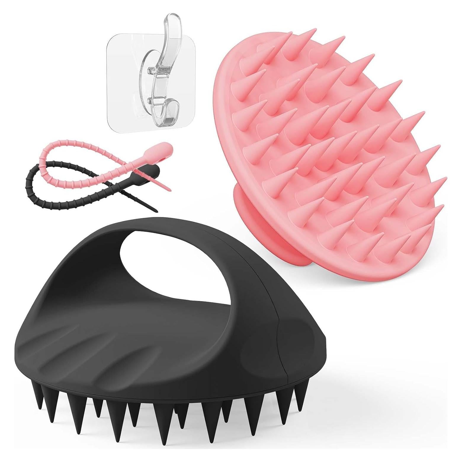 Masajeador de Cuero Cabelludo Manmihealth Silicona Rosa y Negro