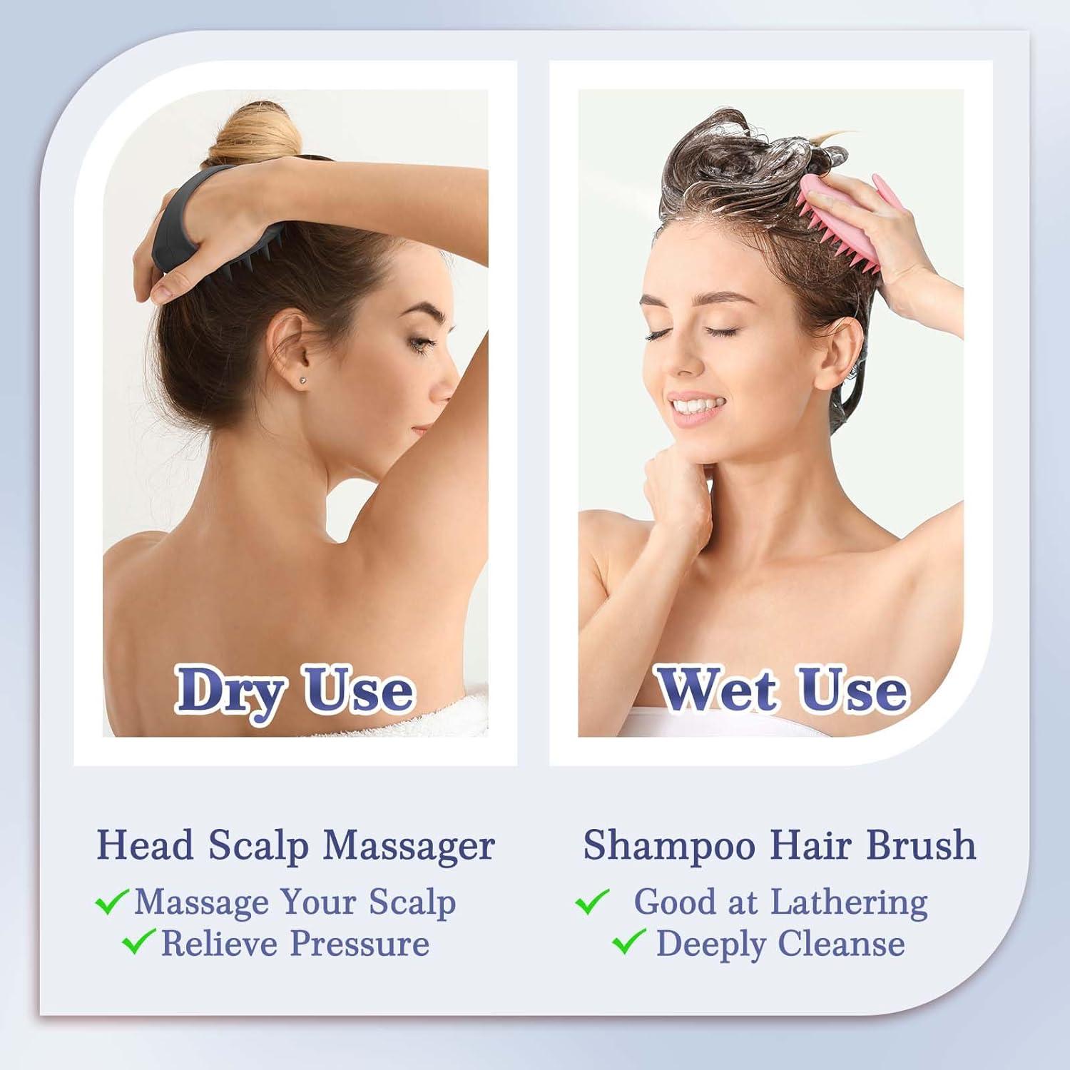 Masajeador de Cuero Cabelludo Manmihealth Silicona Rosa y Negro