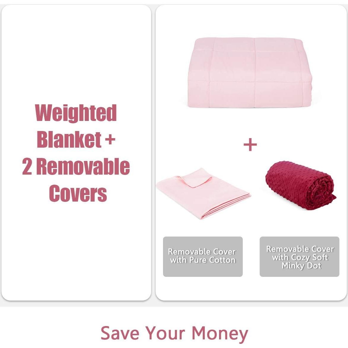 Manta con peso Giantex 60x80" Rosa 11.34 kg con 2 Fundas