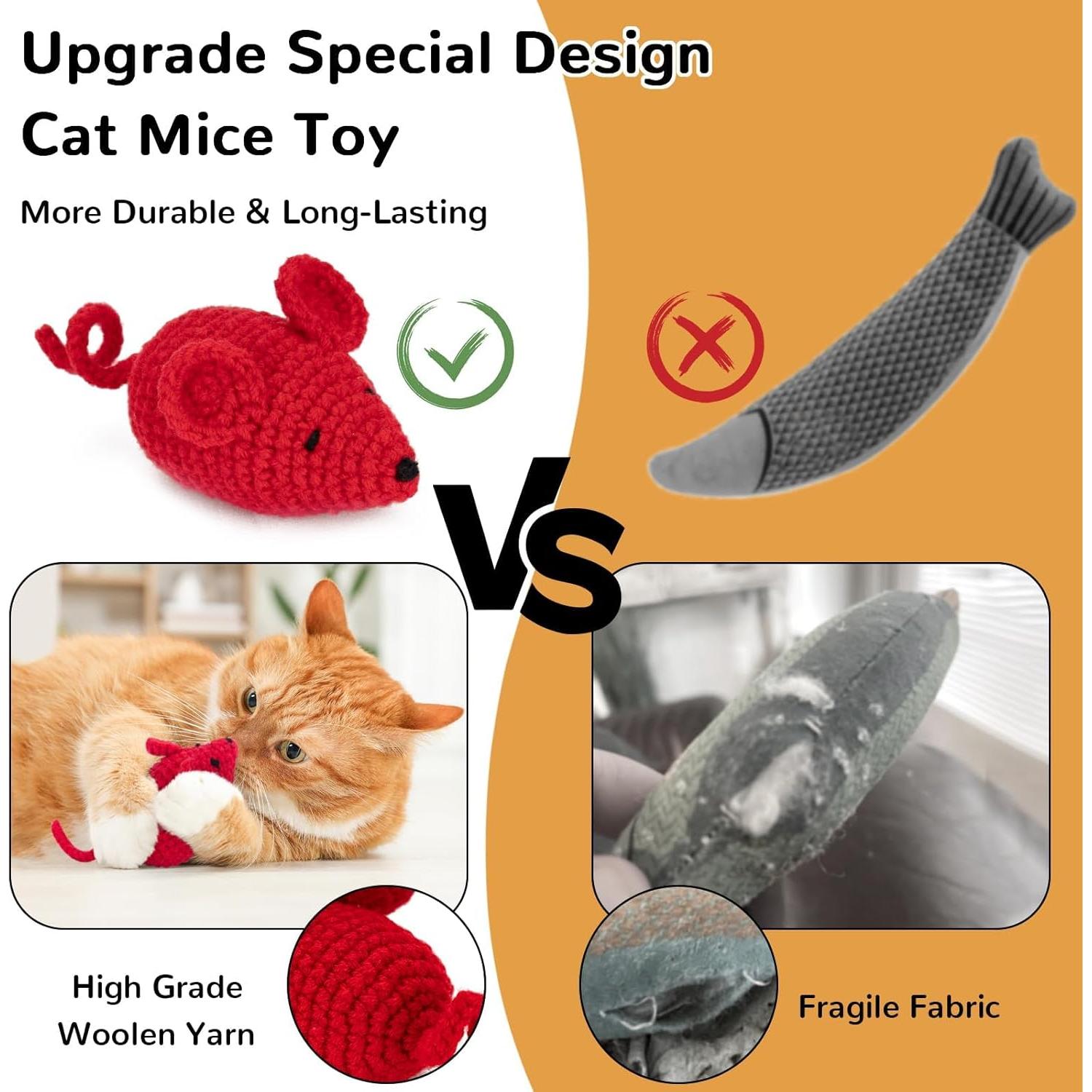 Juguetes de Gato Retro Shaw - 3 Pcs Ratón de Hierba Gatera