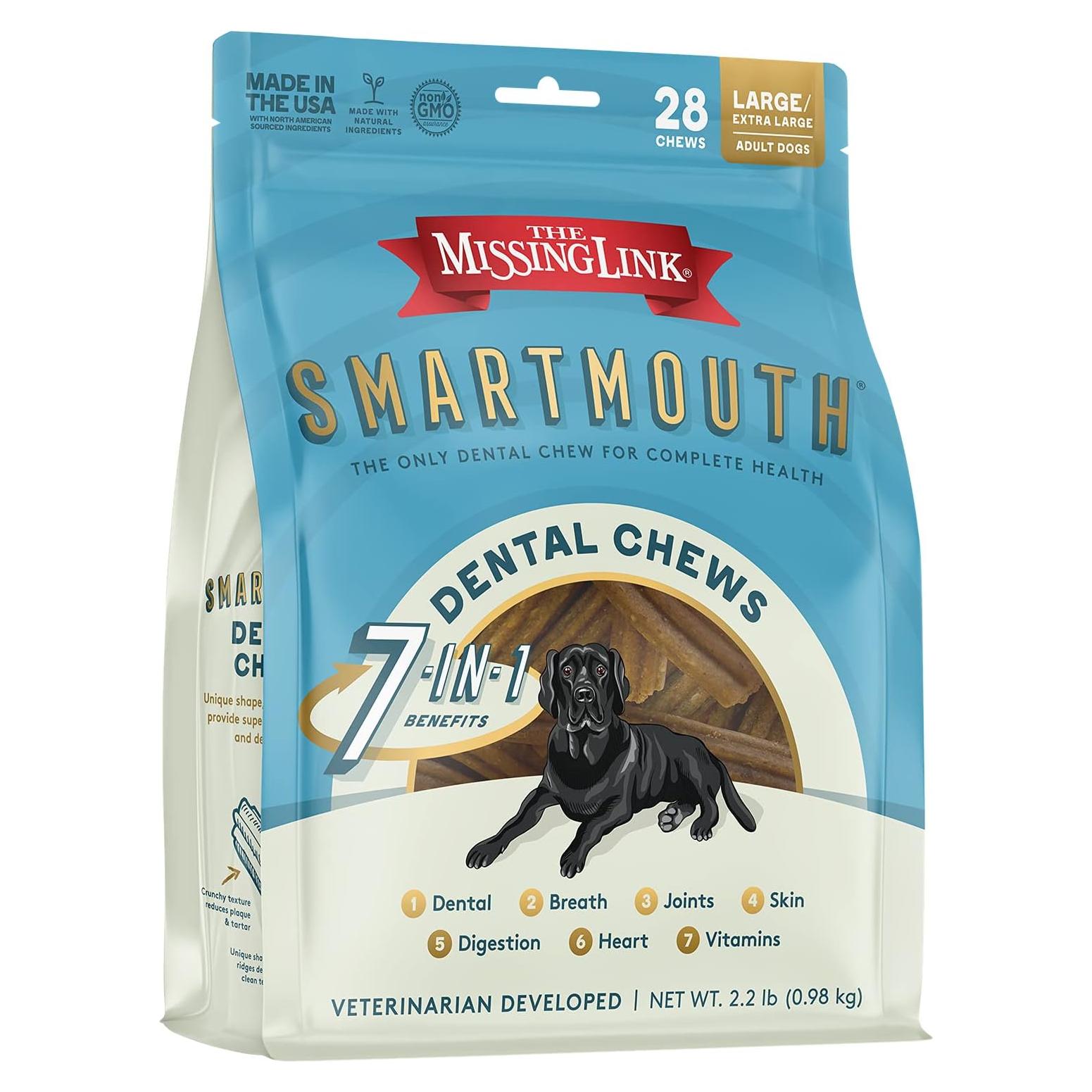 Chews Dentales Smartmouth The Missing Link 28 Ct Perros Grandes 22-45 kg