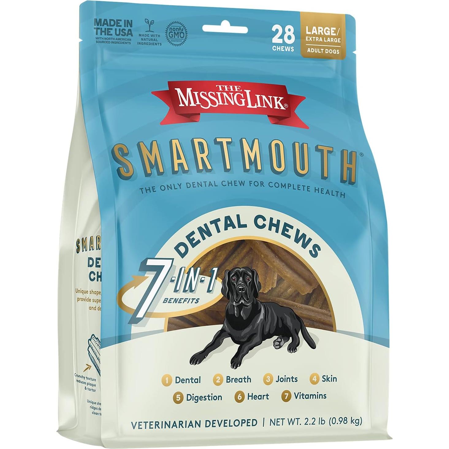Chews Dentales Smartmouth The Missing Link 28 Ct Perros Grandes 22-45 kg