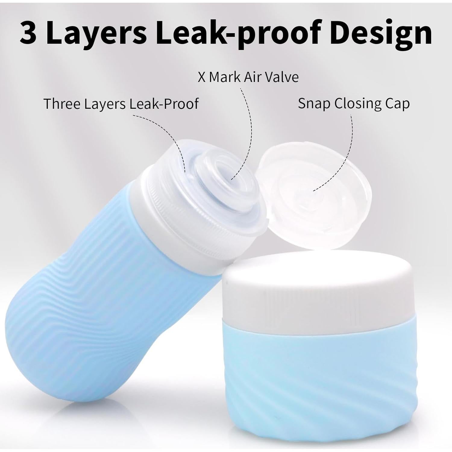 Conjunto de Botellas de Viaje Mabnuby 5 Piezas Silicona 90ml 60ml 40ml