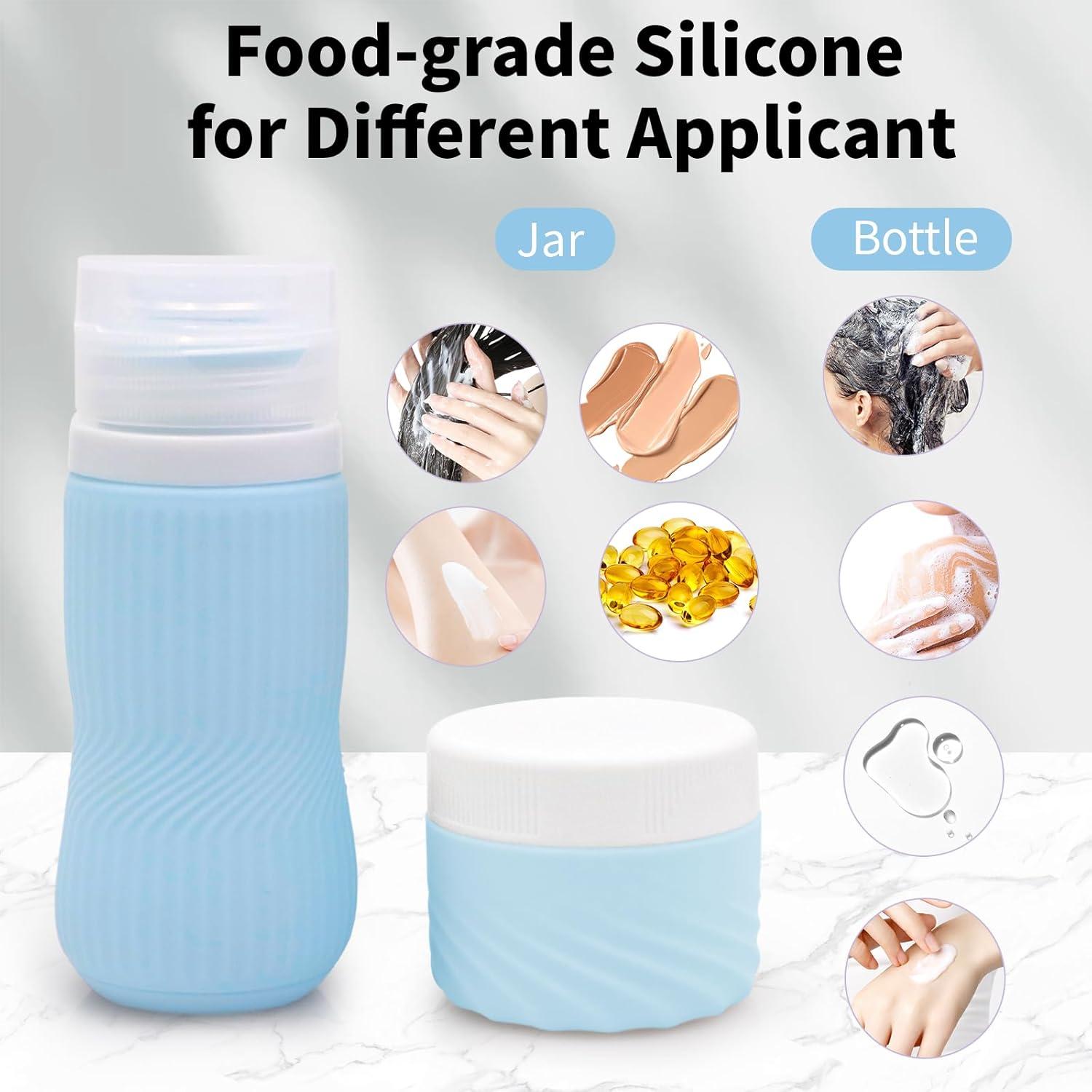 Conjunto de Botellas de Viaje Mabnuby 5 Piezas Silicona 90ml 60ml 40ml