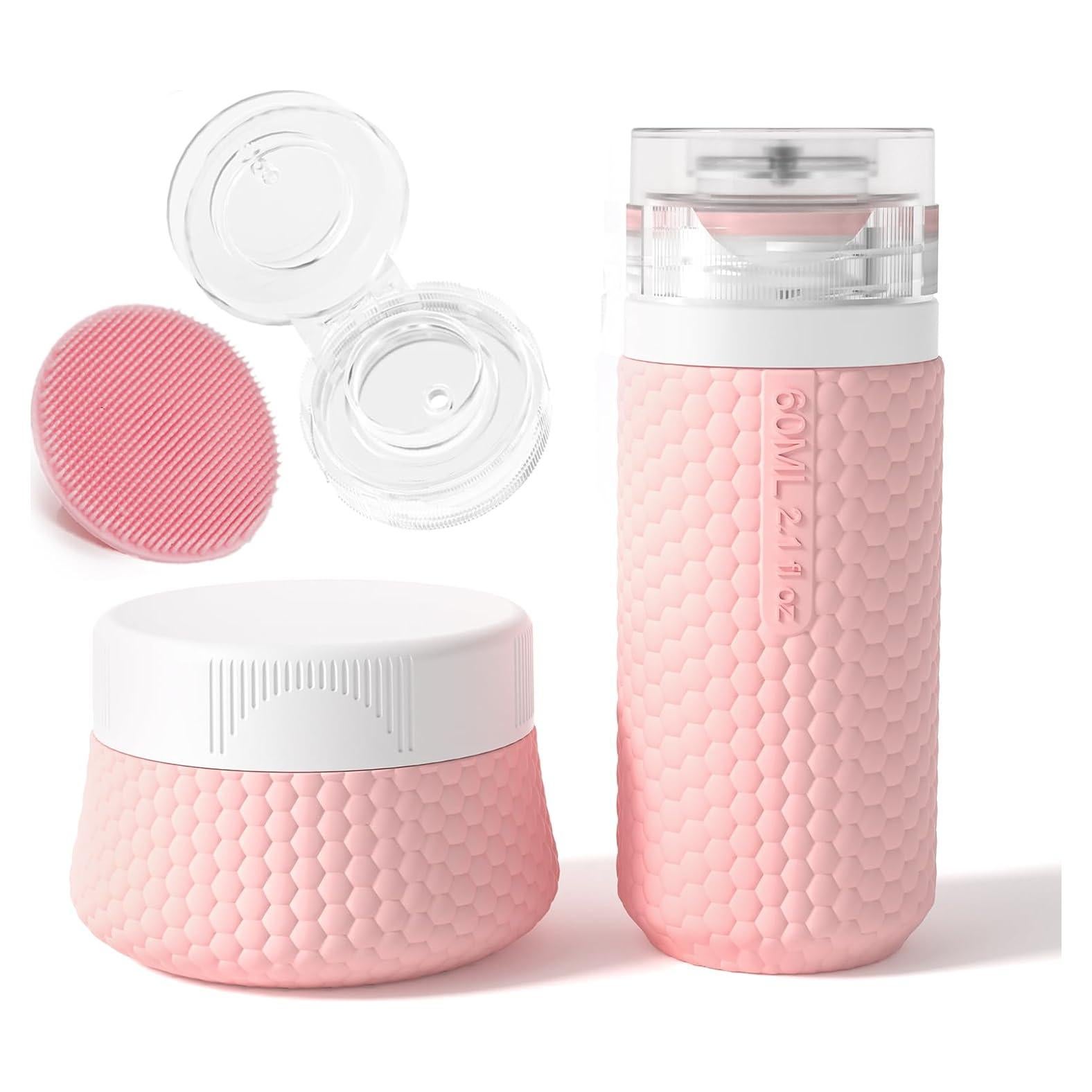 Kit de Botellas de Viaje Mabnuby 60ml y 40ml Rosa Silicona