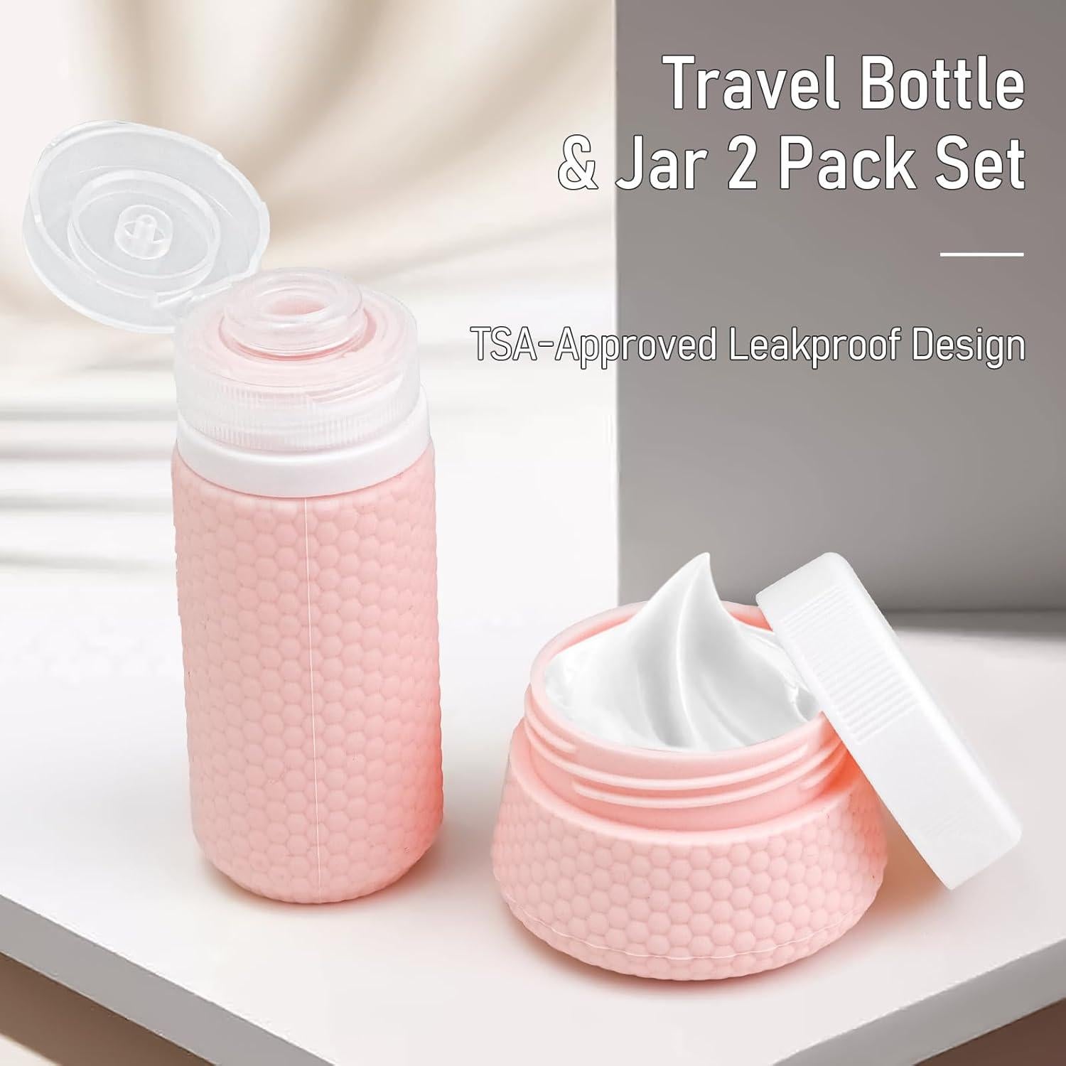 Kit de Botellas de Viaje Mabnuby 60ml y 40ml Rosa Silicona