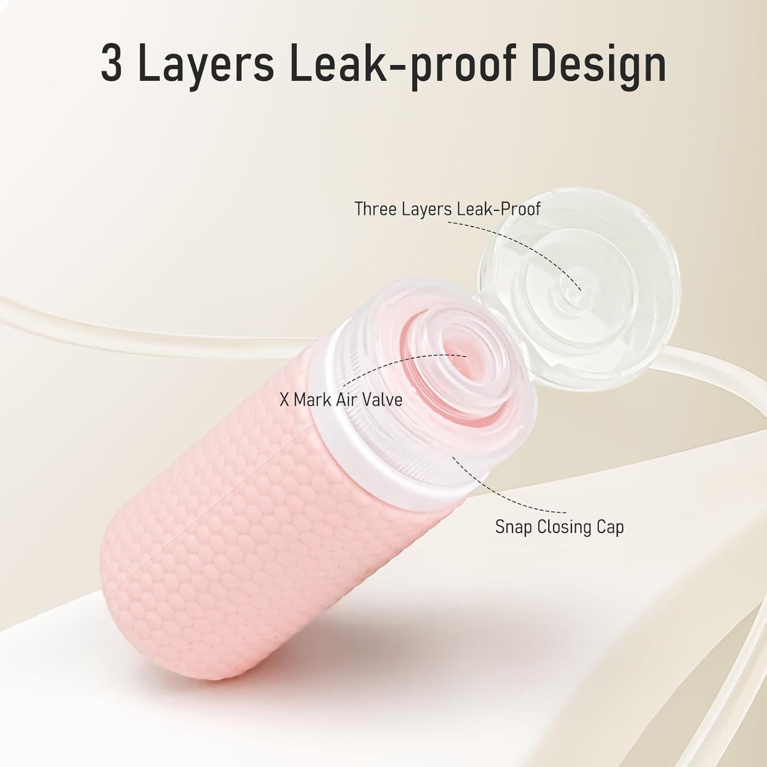 Kit de Botellas de Viaje Mabnuby 60ml y 40ml Rosa Silicona