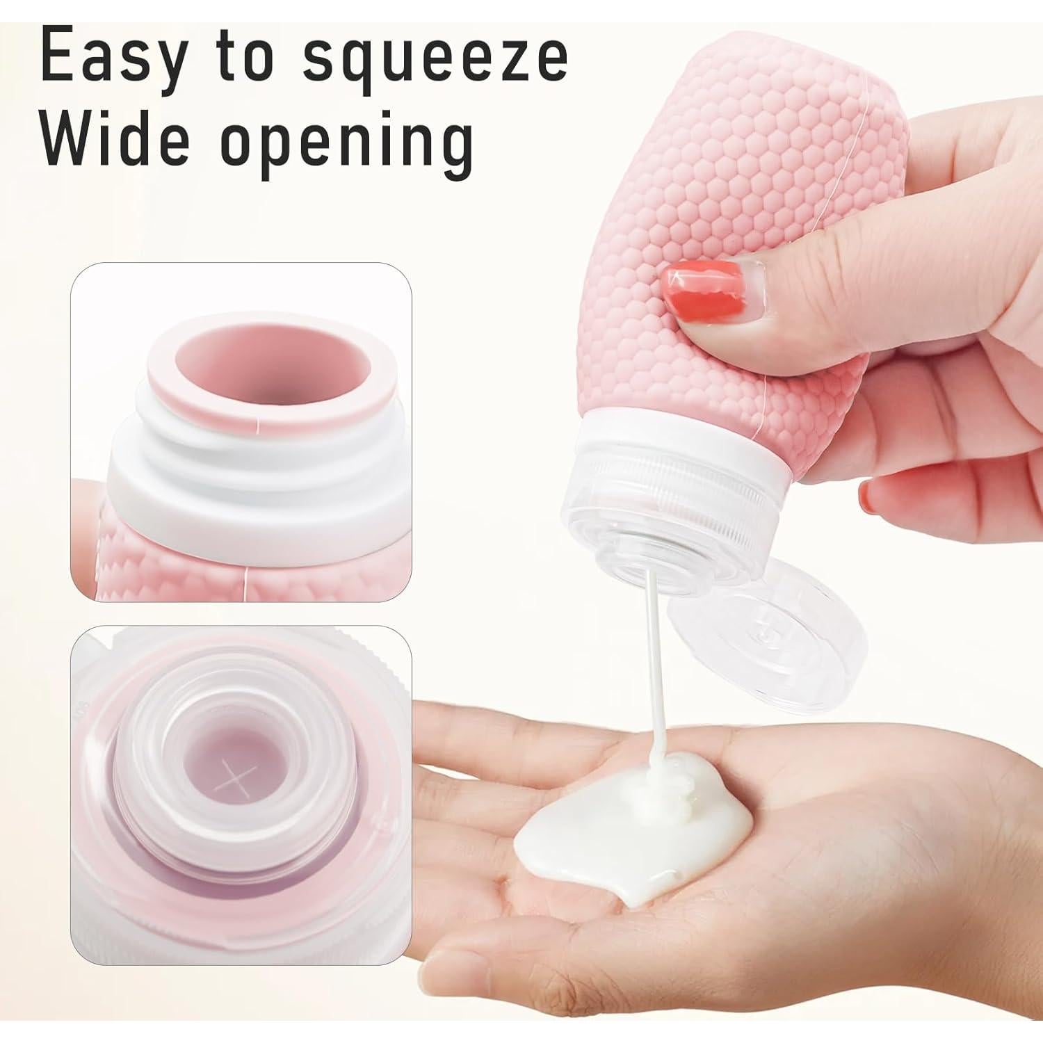 Kit de Botellas de Viaje Mabnuby 60ml y 40ml Rosa Silicona