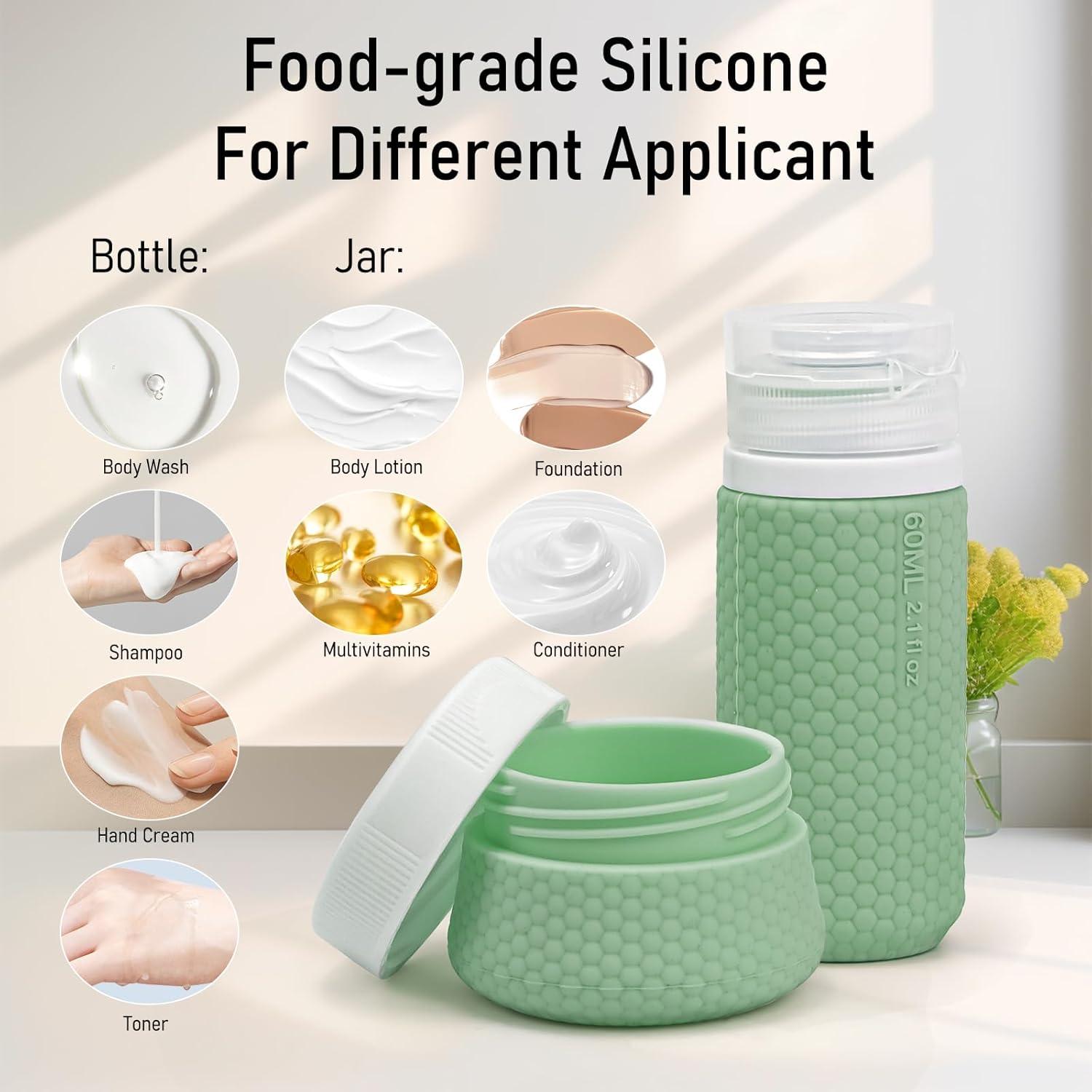 Set de Botellas de Viaje Mabnuby 2x60ml + Tarro 40ml Verde