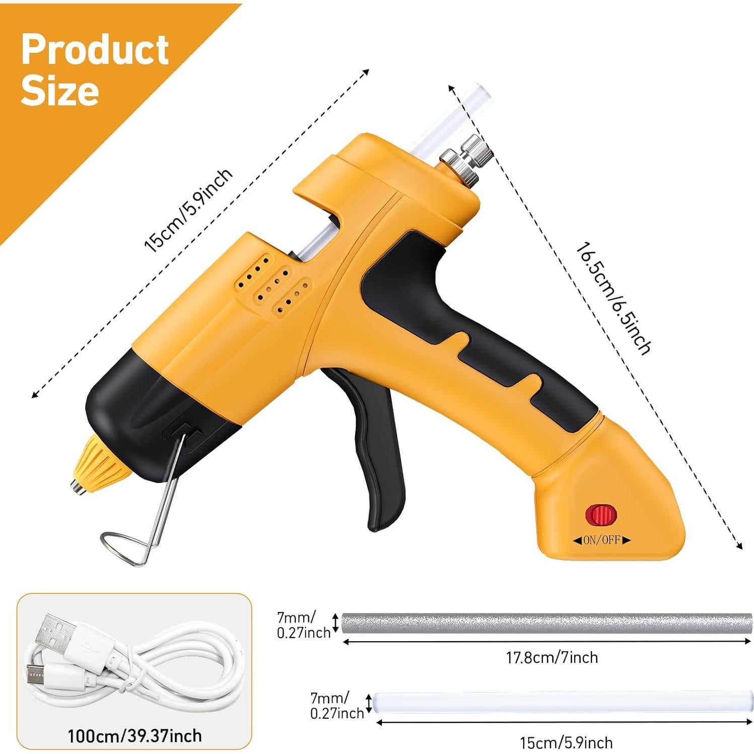 Pistola de Silicona Caliente Inalámbrica HHDQYMSG 20W 2600mAh