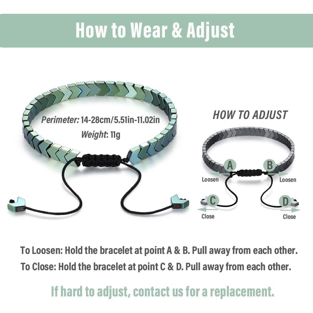 Pulsera de Flechas de Hematites Ajustable Unisex - Regalo Hecho a Mano