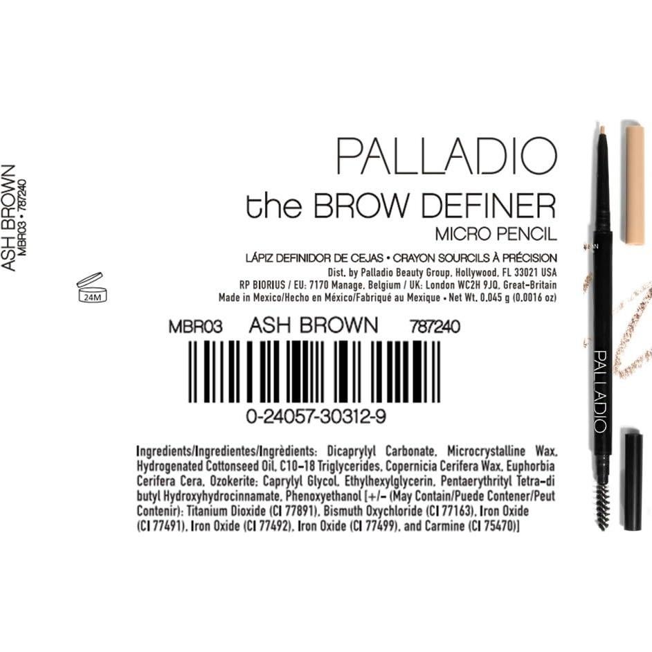 Lápiz Definidor de Cejas Palladio Beauty Marrón Ceniza