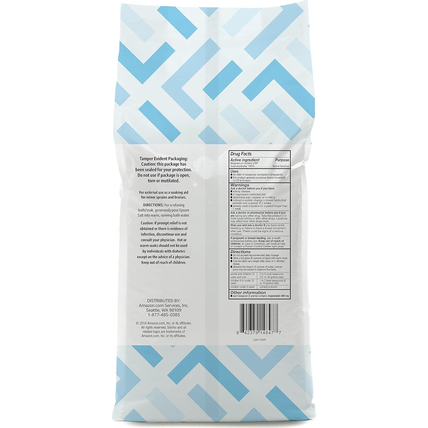 Sal de Epsom Solimo 3.63 kg Sin Fragancia - Sulfato de Magnesio