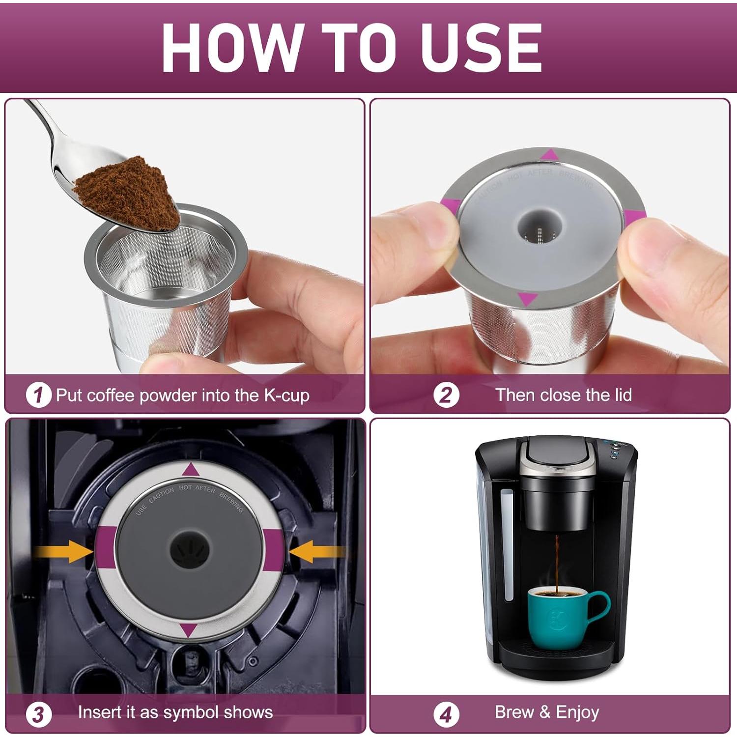 Tazas K reutilizables InwodiTeki para cafeteras Keurig 1.0 y 2.0